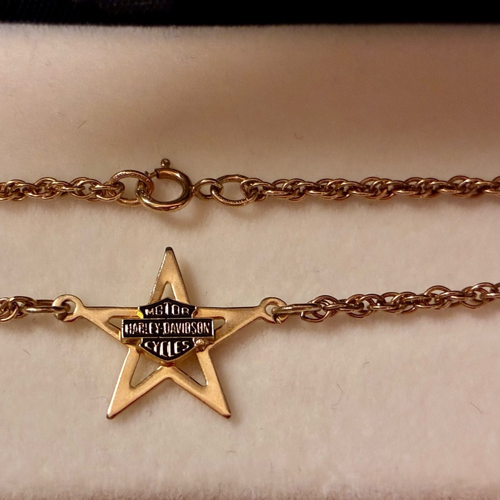 VINTAGE, RARE HARLEY-DAVIDSON STAMPER BLACK HILLS GOLD ANKLE BRACELET 10K.